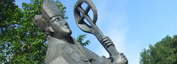 Heilige Korbinian auf der alten Isarbrücke in Freising