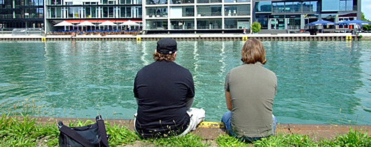 Blick auf Münsters Hafen von der noch unberührten Seite
